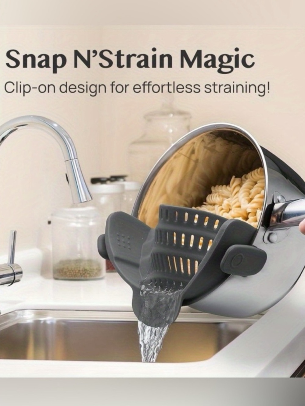 Kitchen Gizmo Strainer for Pots, Pans, and Bowls